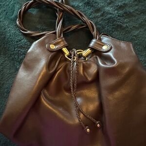Relic Dark Brown Shoulder Bag with Gold Accents